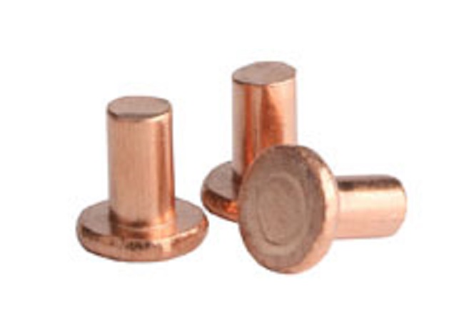 Red copper flat head rivets 